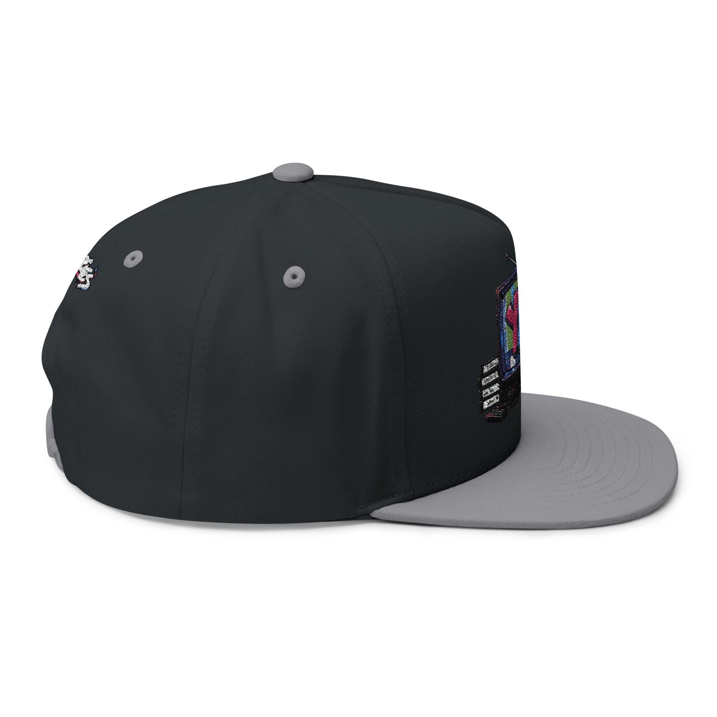 Retro TV Embroidered Flat Bill Cap — YK Graphic Snapback