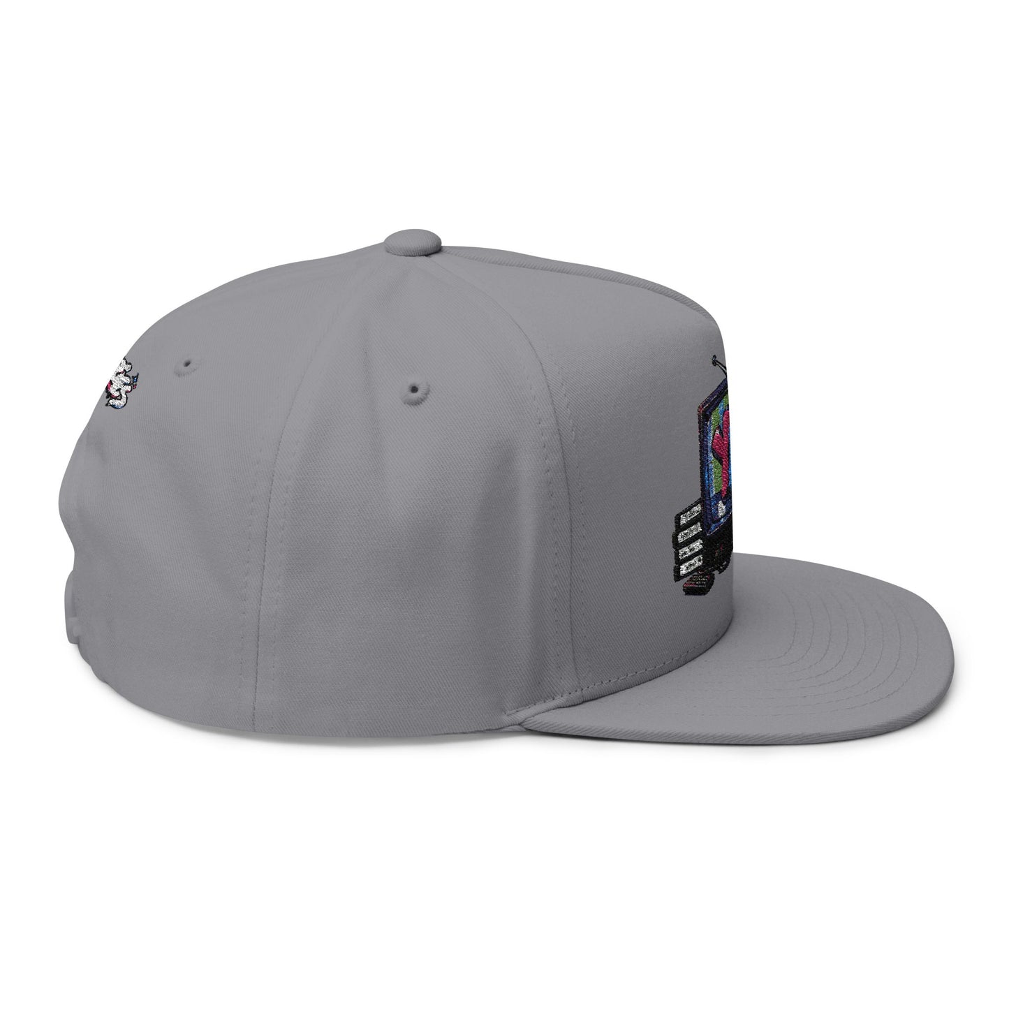 Retro TV Embroidered Flat Bill Cap — YK Graphic Snapback