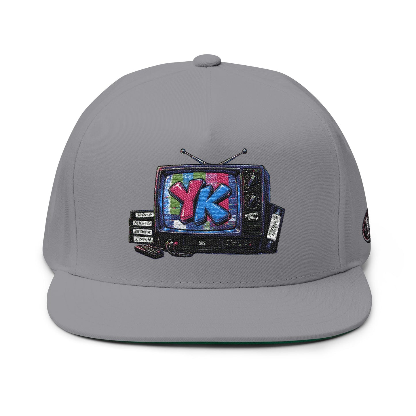 Retro TV Embroidered Flat Bill Cap — YK Graphic Snapback