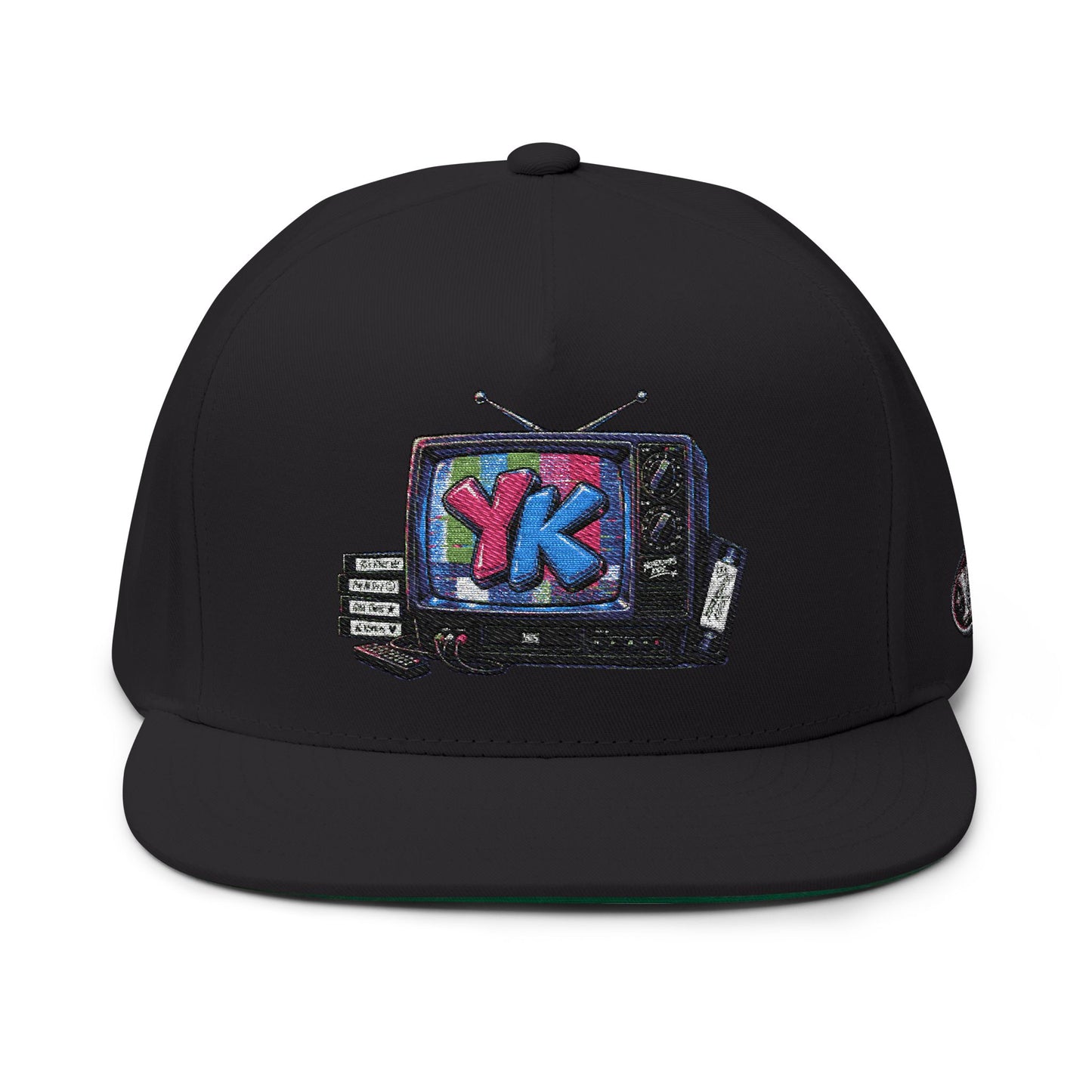 Retro TV Embroidered Flat Bill Cap — YK Graphic Snapback