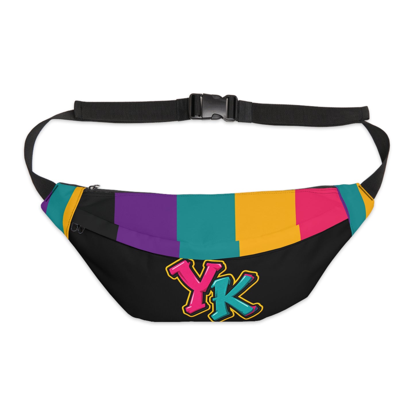 Colorblock 'YK' Large Fanny Pack – Retro Streetwear Waist Bag