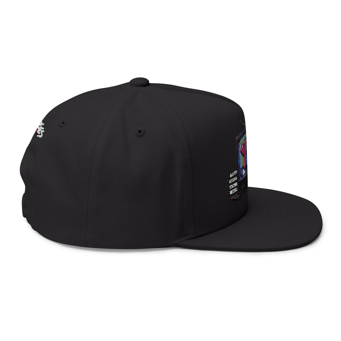 Retro TV Embroidered Flat Bill Cap — YK Graphic Snapback