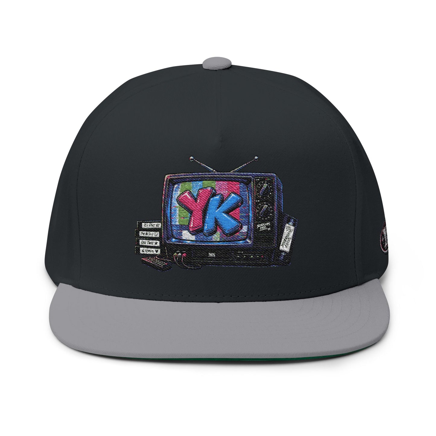 Retro TV Embroidered Flat Bill Cap — YK Graphic Snapback