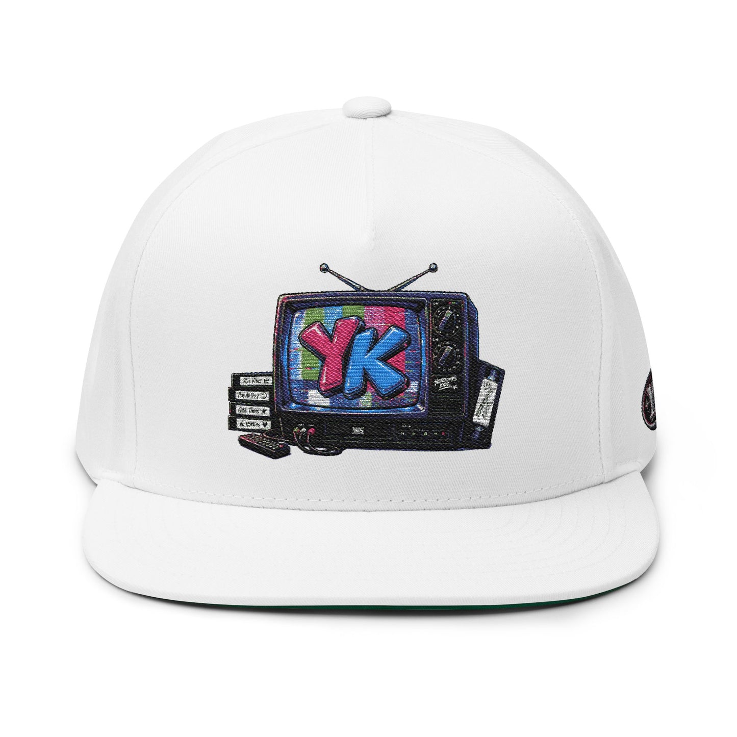 Retro TV Embroidered Flat Bill Cap — YK Graphic Snapback